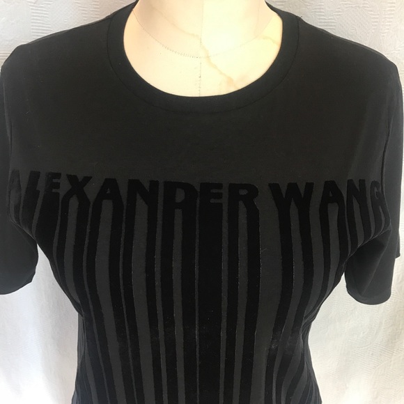 Alexander Wang flocked black velvet sh sl tshirt - Picture 4 of 7